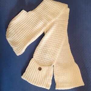 Solid Color Women Premium Winter Head Scarf with Hand Warmers Twist Cable Knit